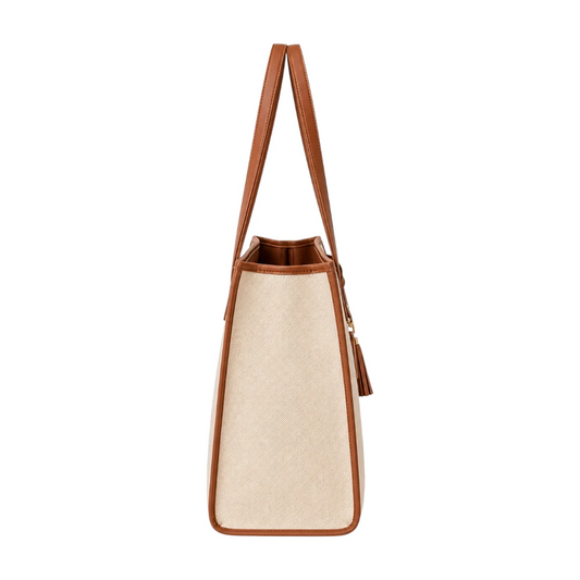Trendy Tote Beige Canvas Luxe Shopper Bag | Elegant Women's Tote