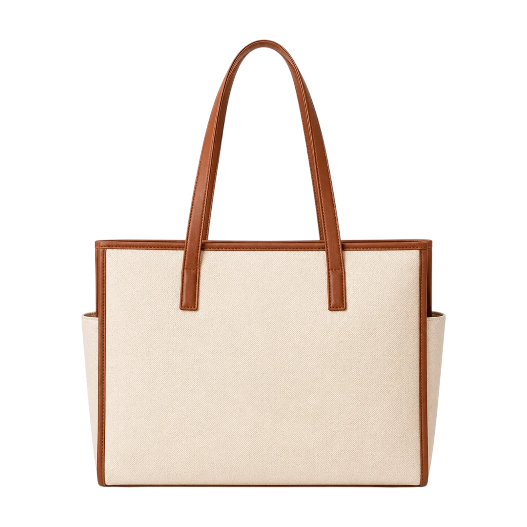 Trendy Tote Beige Canvas Luxe Shopper Bag | Elegant Women's Tote