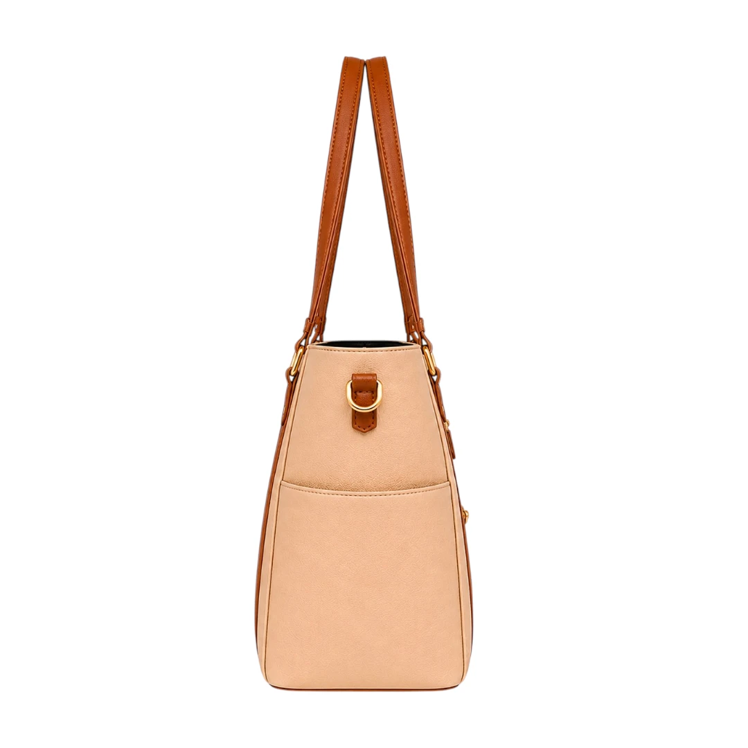 Trendy Tote Beige Charm Shopper Handbag | Elegant Women's Tote Bag