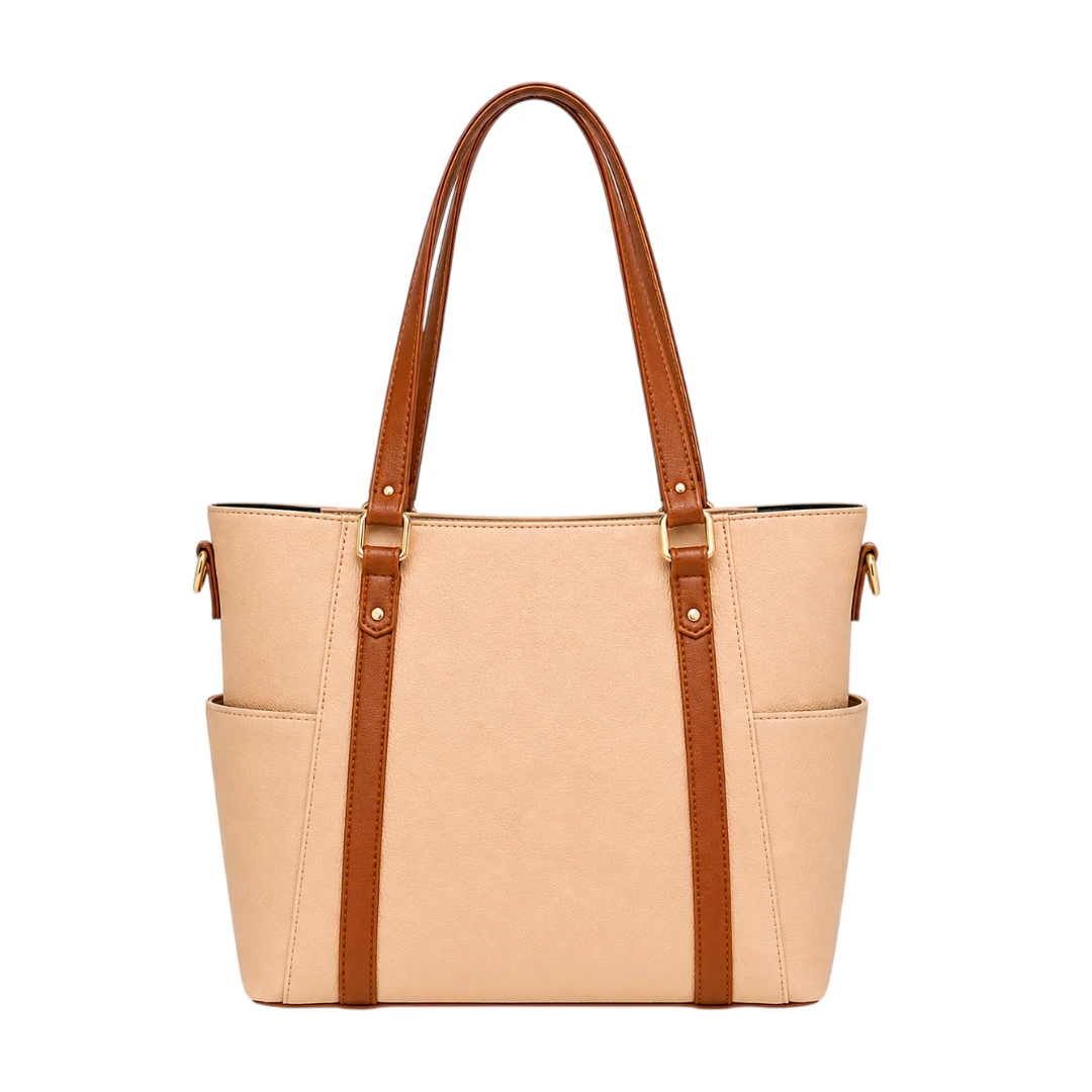 Trendy Tote Beige Charm Shopper Handbag | Elegant Women's Tote Bag