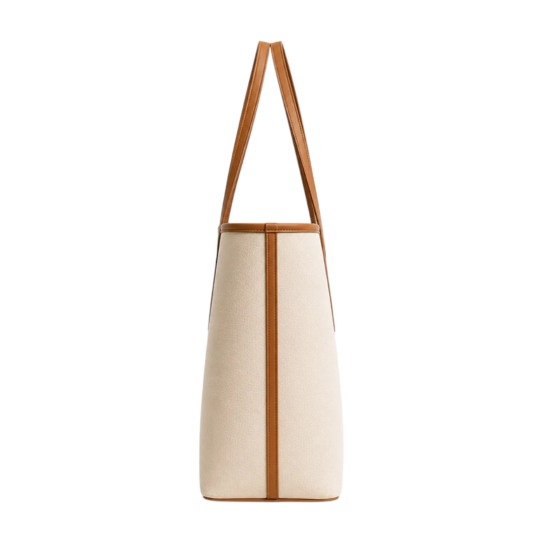 Trendy Tote Beige Everyday Shopper Bag