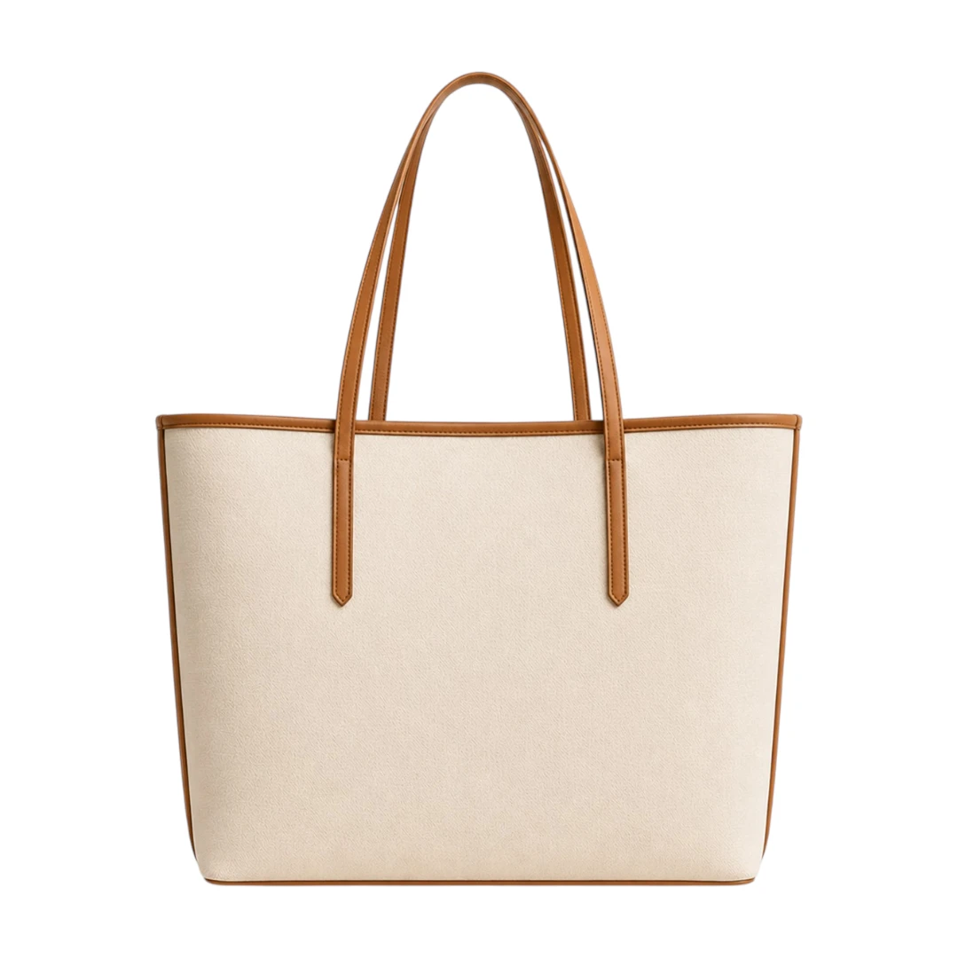 Trendy Tote Beige Everyday Shopper Bag