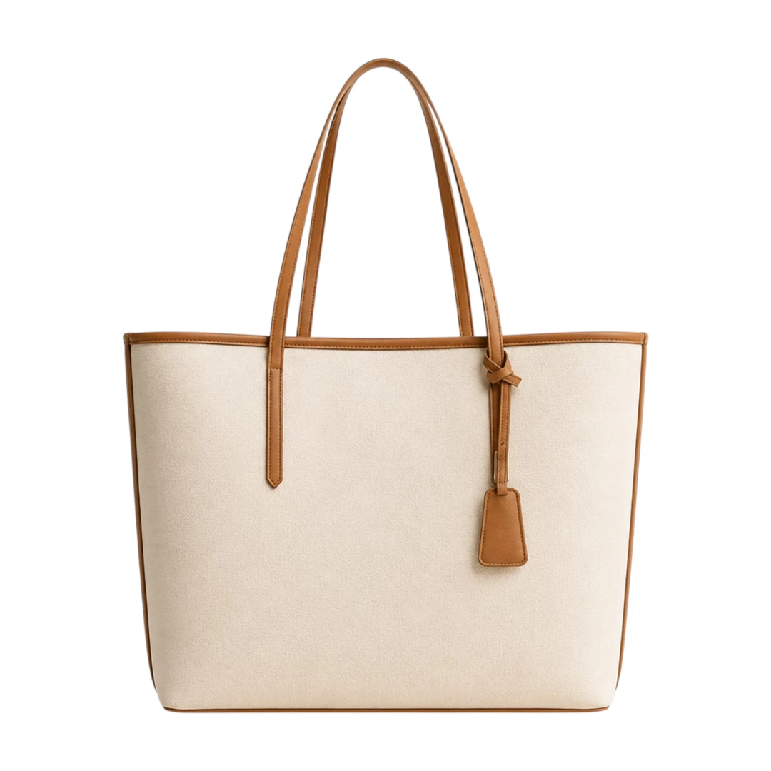 Trendy Tote Beige Everyday Shopper Bag