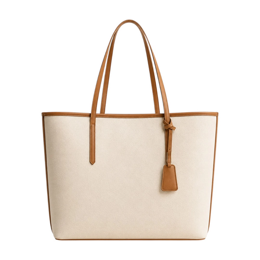 Trendy Tote Beige Everyday Shopper Bag