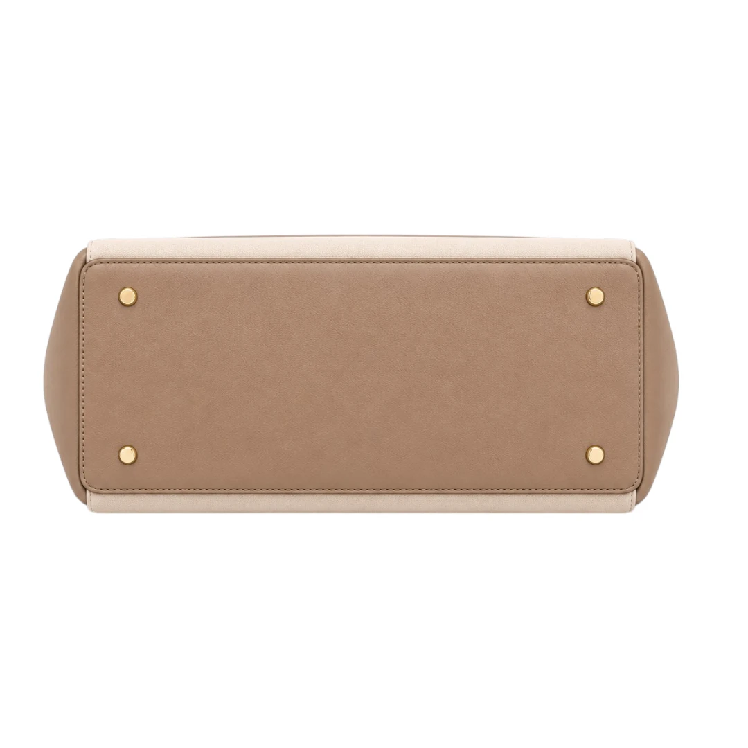 Trendy Tote Two-Tone Executive Shopper | Elegant Beige Women's Work Tote